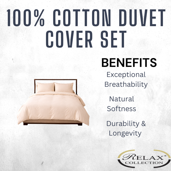 100% Cotton Percale 200 Thread Count Duvet Cover Cream