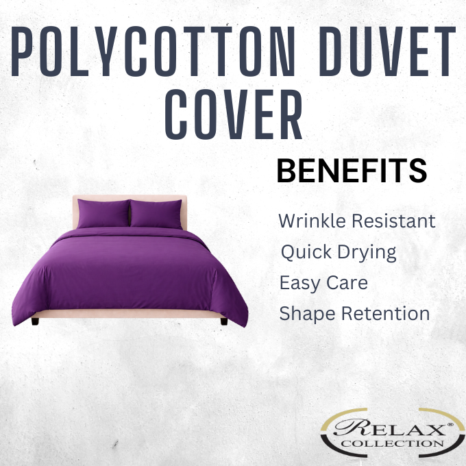 Poly Cotton Duvet Cover set with pillow cases-Purple