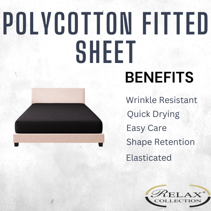 Poly Cotton Fitted Sheet - Black