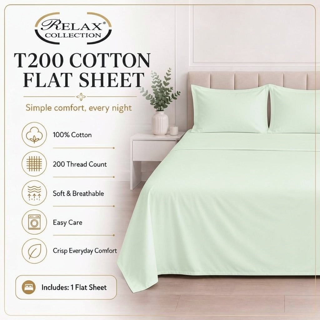 100% Cotton T-200 Flat Sheet Duck Egg