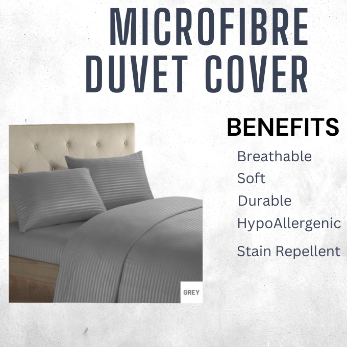 Relax Collection Microfibre Duvet Cover Set With Pillow Cases - Light Grey