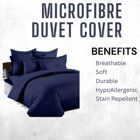 Relax Collection Microfibre Duvet Cover Set With Pillow Cases - Navy Blue
