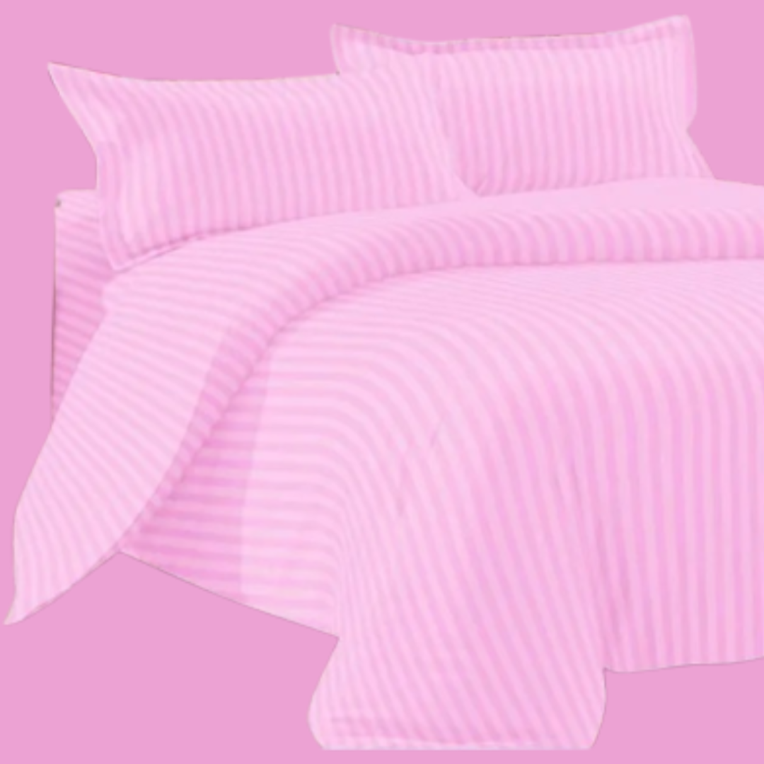 Microfibre Flat Sheet Pink Stripe