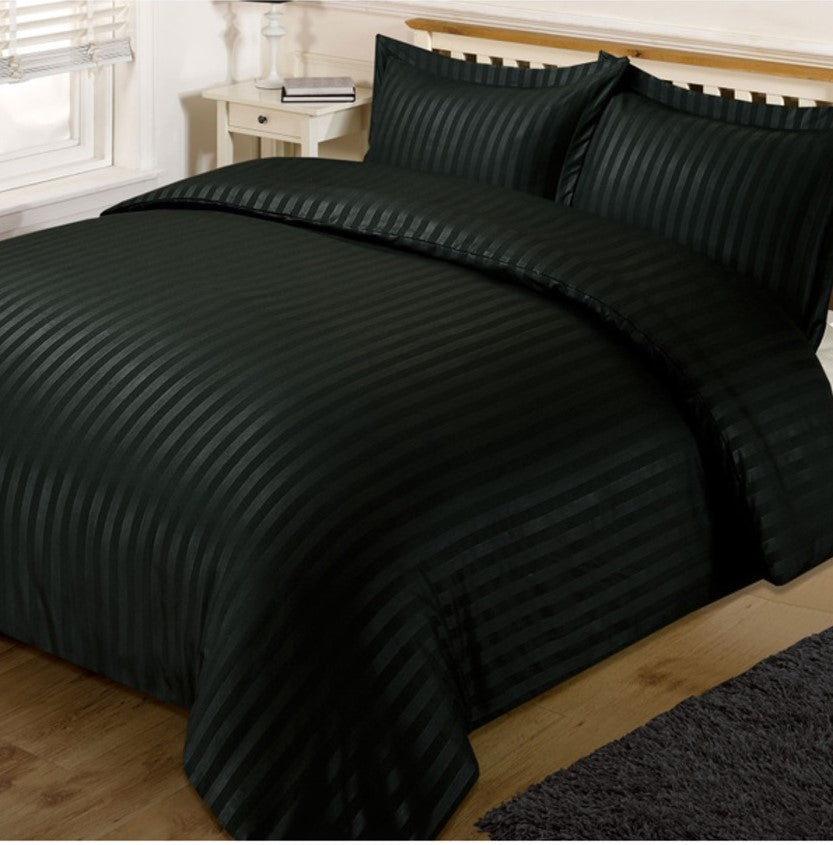 Microfibre Flat Sheet Black Stripe