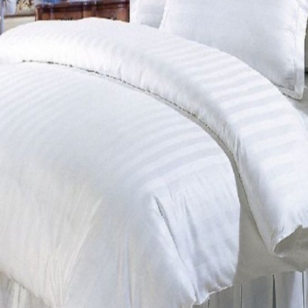 Relax Collection Satin Stripe Microfibre Duvet Cover - White