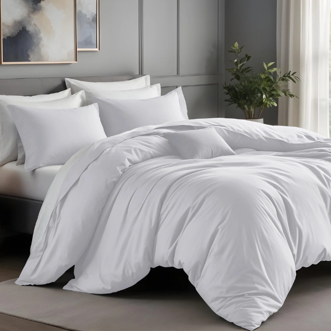 Microfibre Plain Duvet Cover set With Pillow Cases