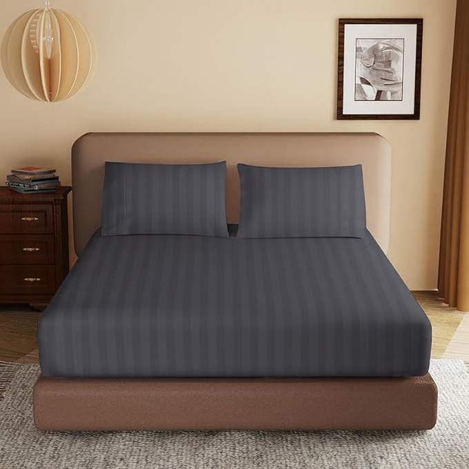 Microfibre Stripe Fitted Sheets