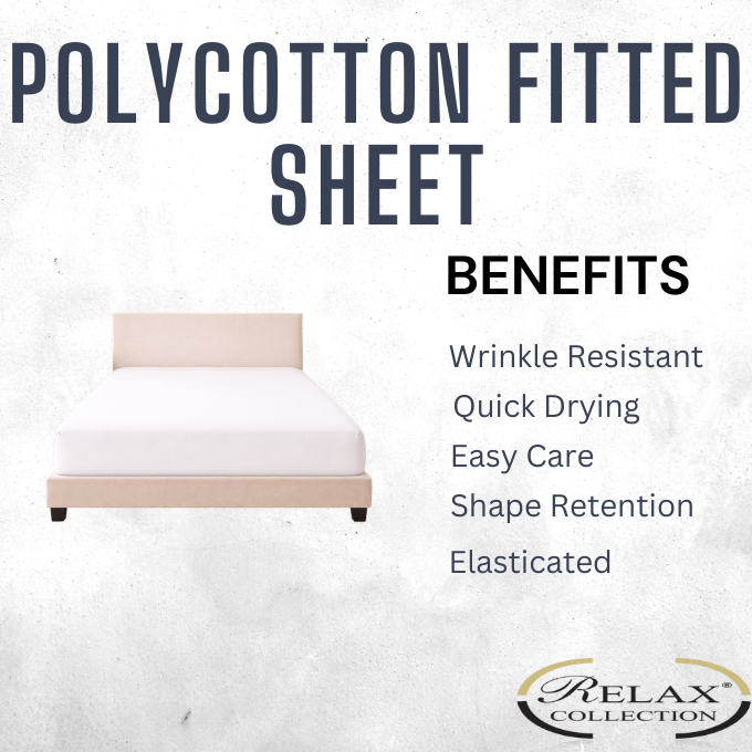Poly Cotton Fitted Sheet - White