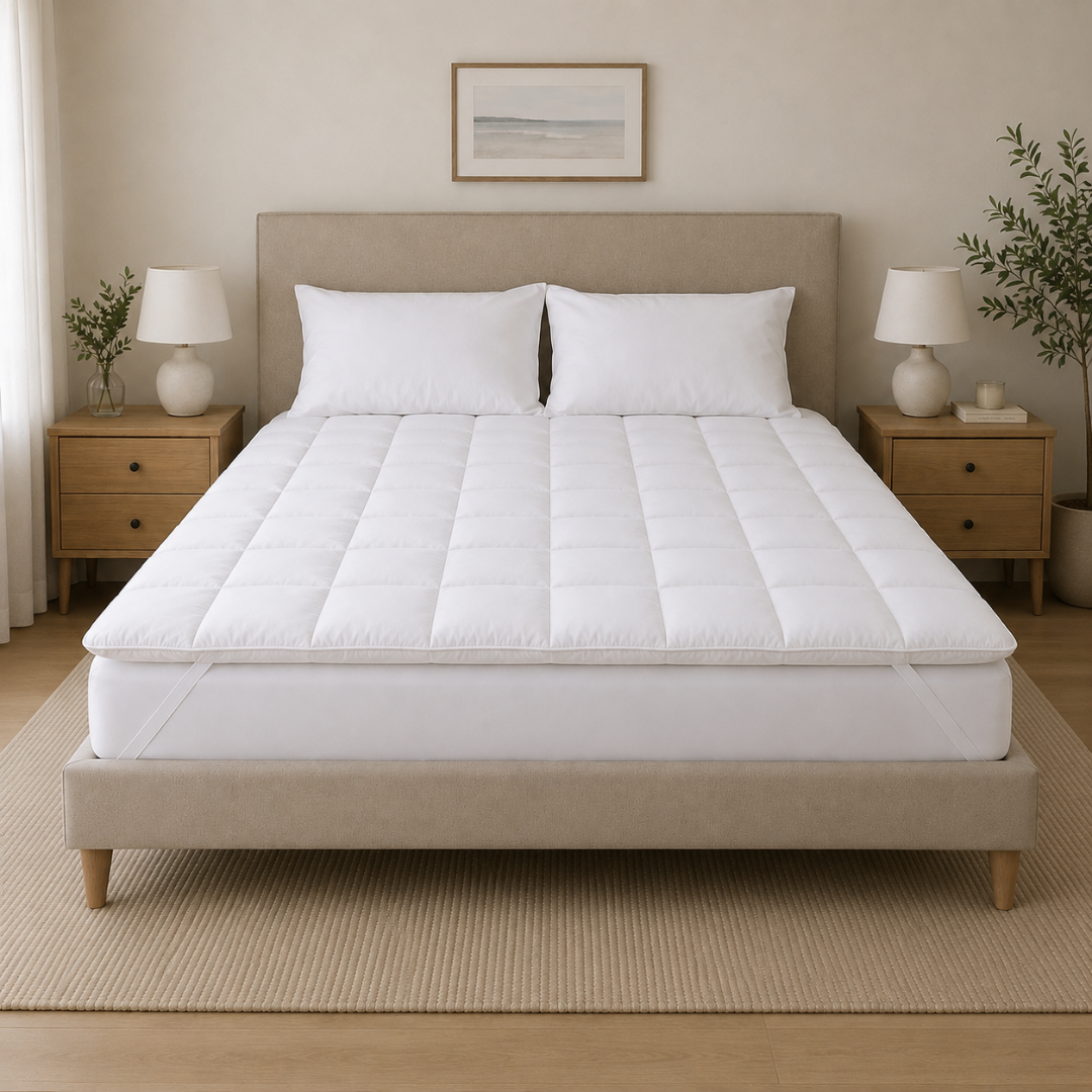 Box Stitched Microfibre Mattress Topper - 100% Cotton