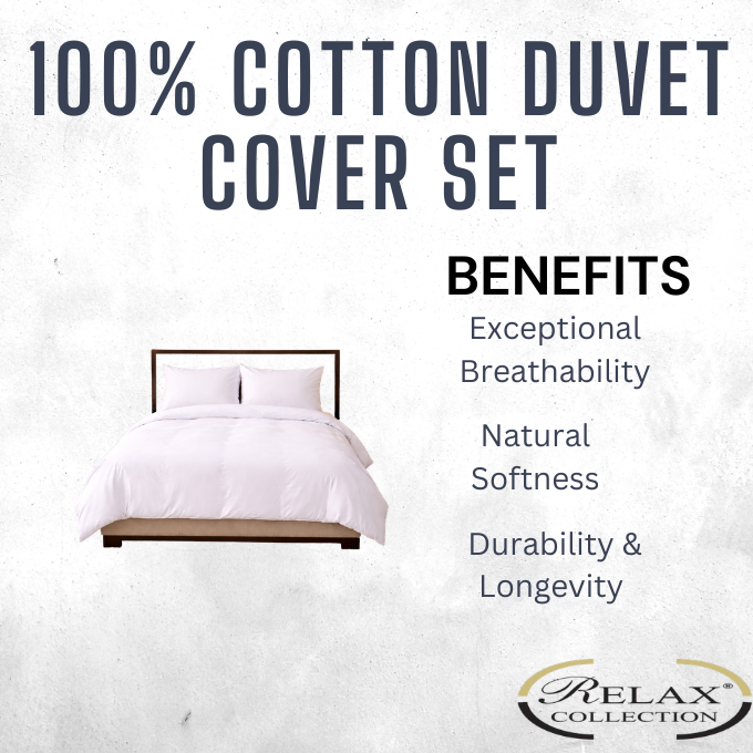 100% Cotton Percale 200 Thread Count Duvet Cover White