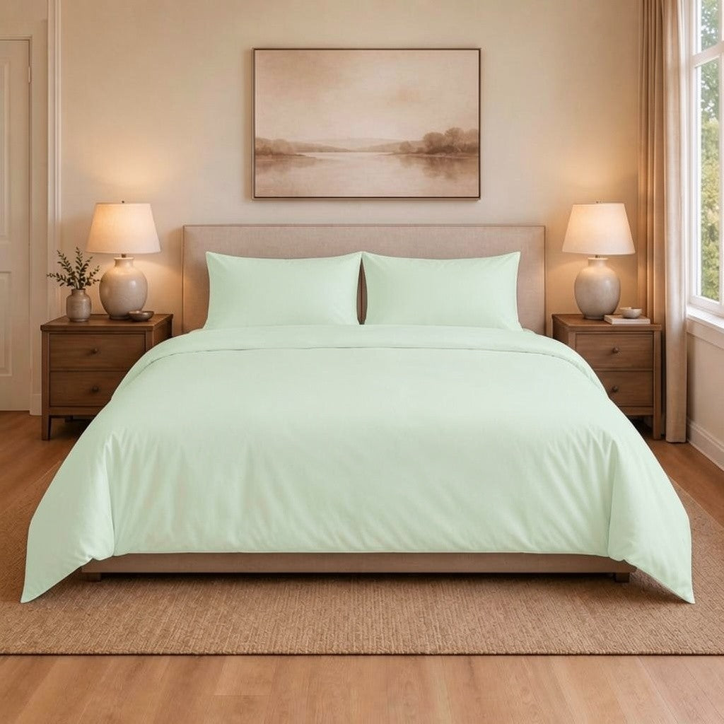 100 % Cotton Percale 200 Thread Count Duvet Cover - Duck Egg