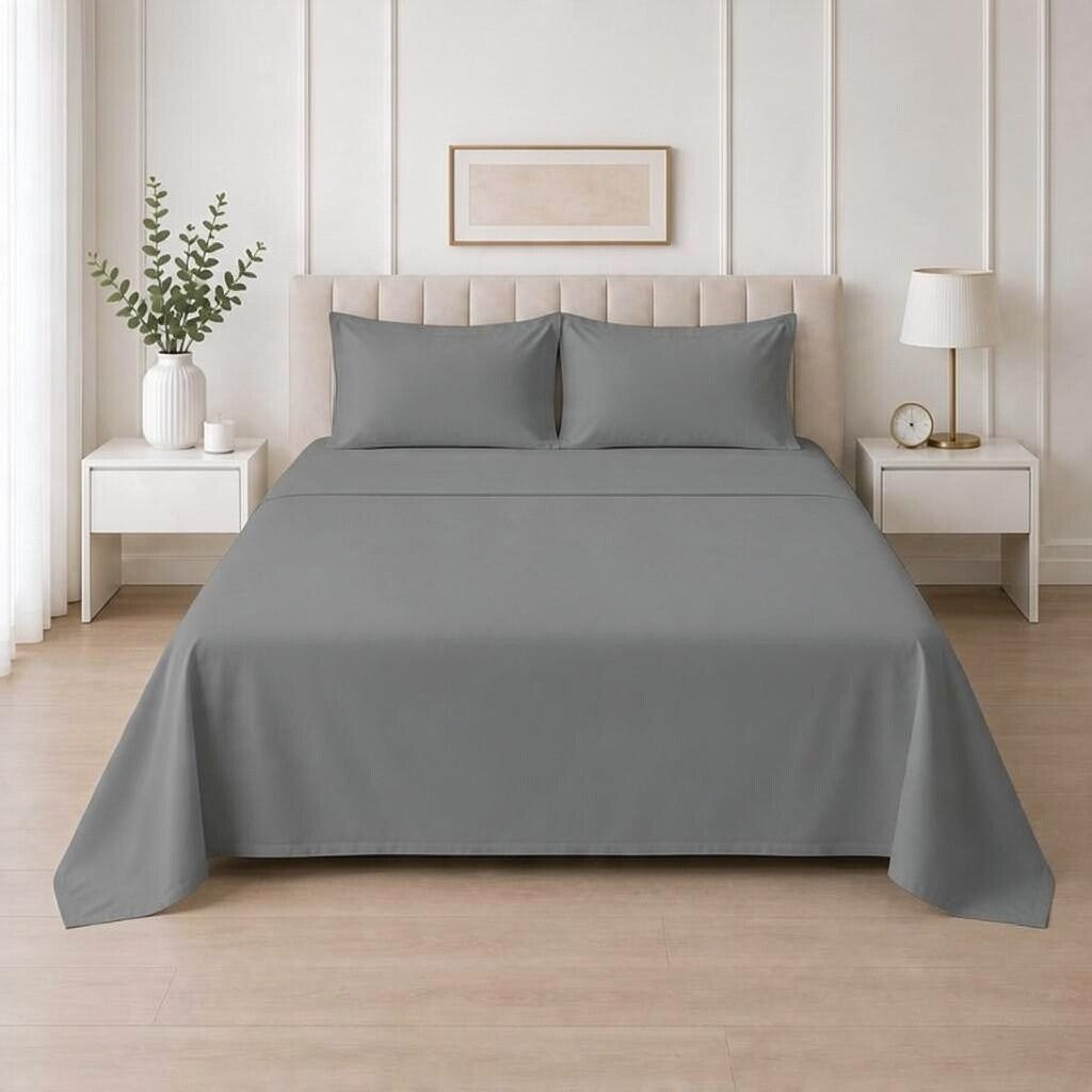 100% Cotton T-200 Flat Sheet Grey