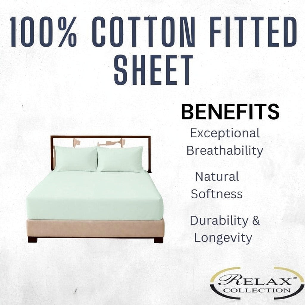 100% Cotton T-200 Fitted Sheet - Duck Egg