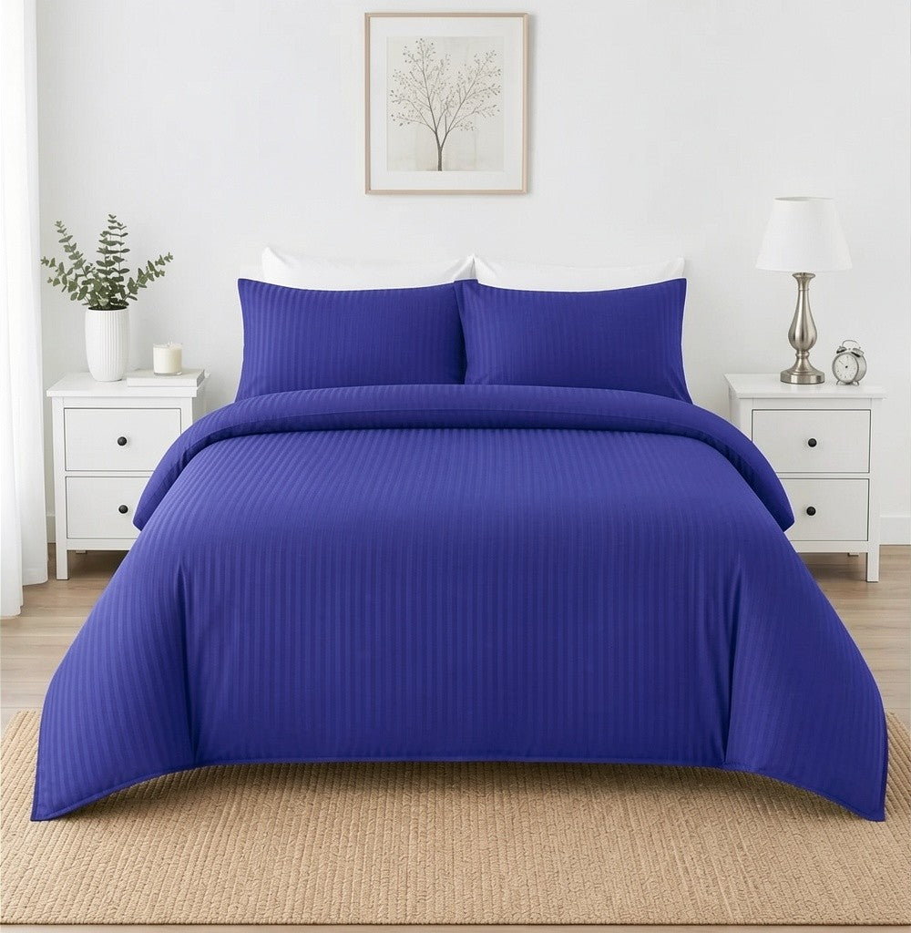 Microfibre Stripe Duvet Cover Set With Pillow Cases