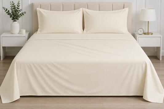 100% Cotton T-200 Flat Sheet Cream