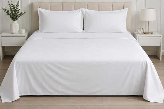 100% Cotton T-200 Flat Sheet White