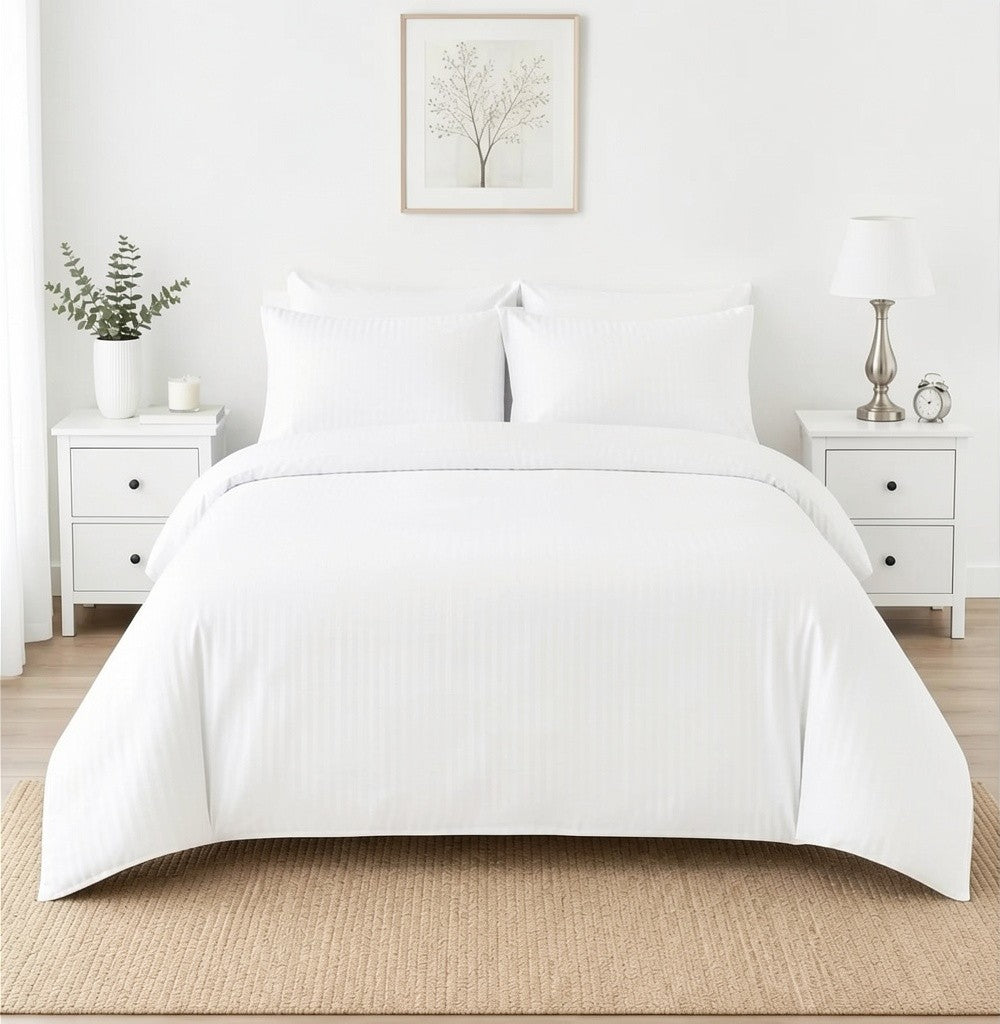 Microfibre Stripe Duvet Cover Set With Pillow Cases