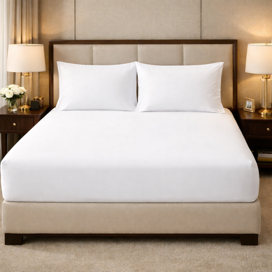 100% Cotton T-200 white Fitted Sheets