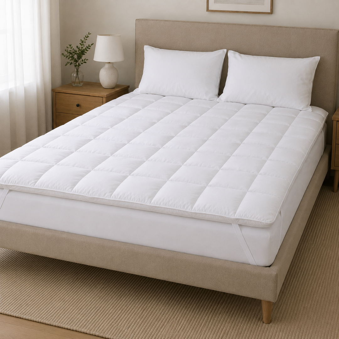 Box Stitched Microfibre Mattress Topper - 100% Cotton