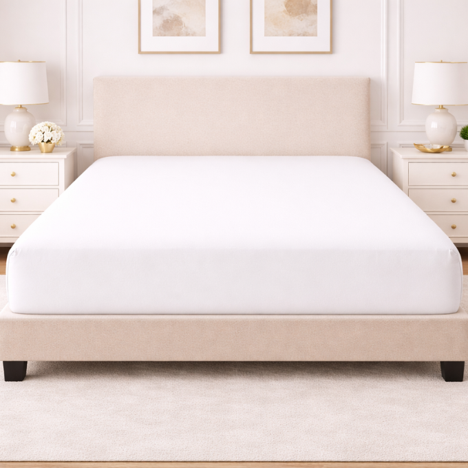 Poly Cotton Fitted Sheet - White