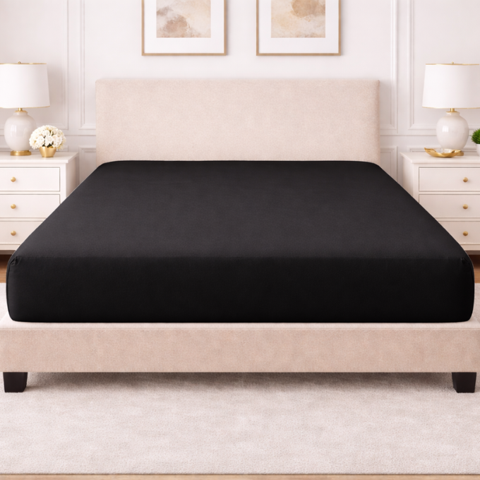 Poly Cotton Fitted Sheet - Black