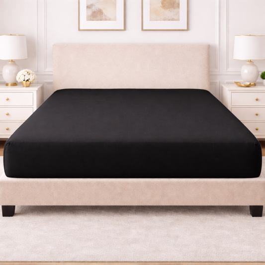 Poly Cotton Fitted Sheet - Black
