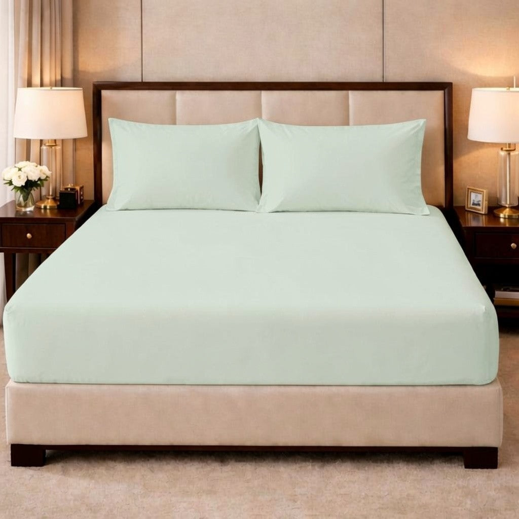 100% Cotton T-200 Fitted Sheet - Duck Egg