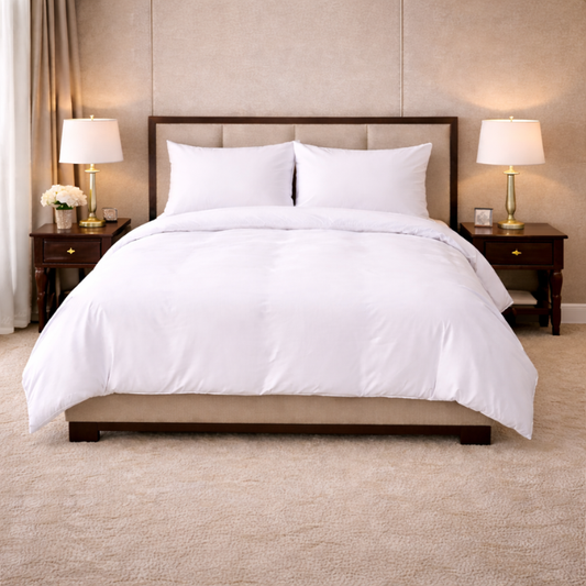 100 % Cotton Percale 200 Thread Count Duvet cover set with pillow-cases white