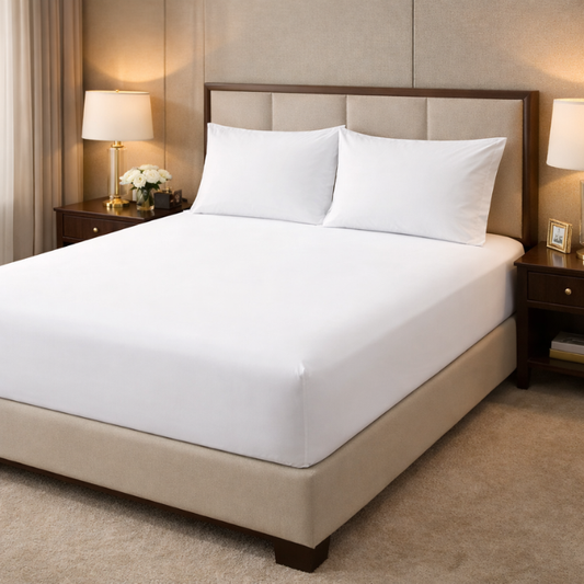 100% Cotton T-300 white Fitted Sheets