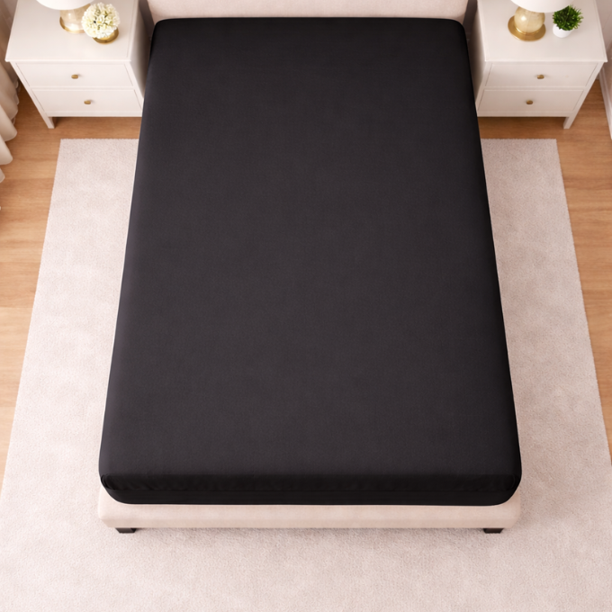 Poly Cotton Fitted Sheet - Black