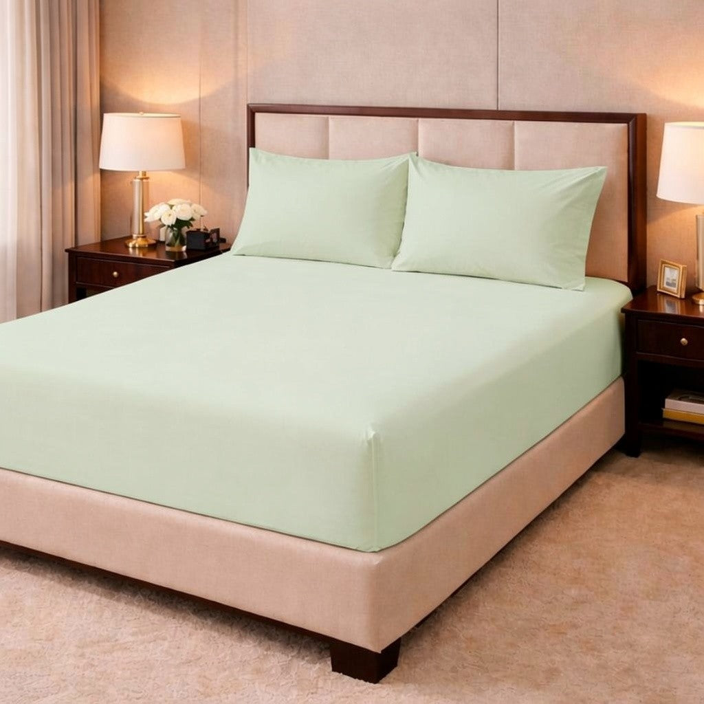 100% Cotton T-200 Fitted Sheet - Duck Egg