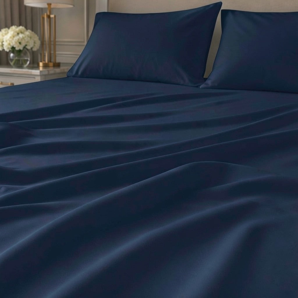 100% Cotton T-300 Flat Sheet - Navy Blue