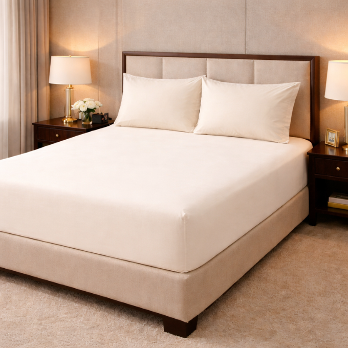 100% Cotton T-200 Fitted Sheet Cream