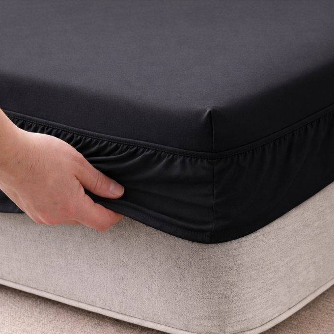 Poly Cotton Fitted Sheet - Black