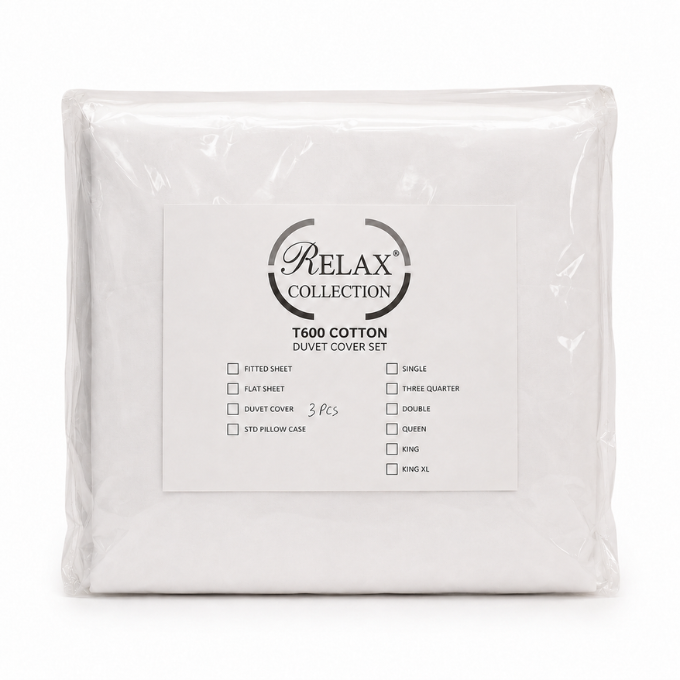600 Thread Count 100% Cotton Duvet Cover White
