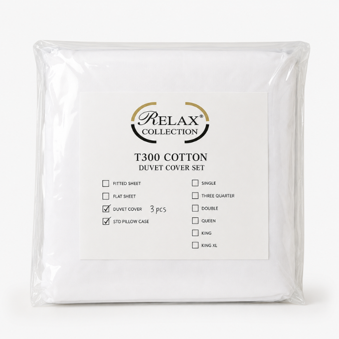 300 Thread Count 100% Cotton Duvet Cover White