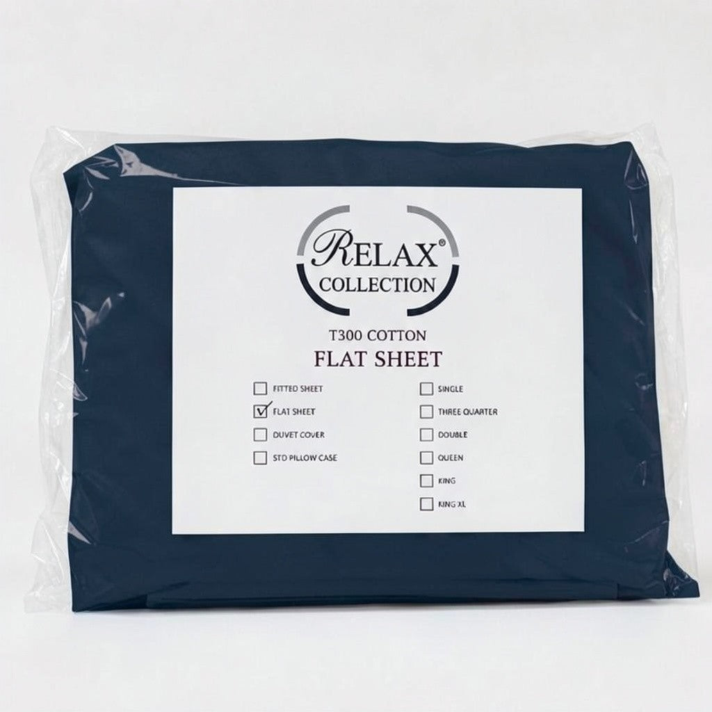 100% Cotton T-300 Flat Sheet - Navy Blue