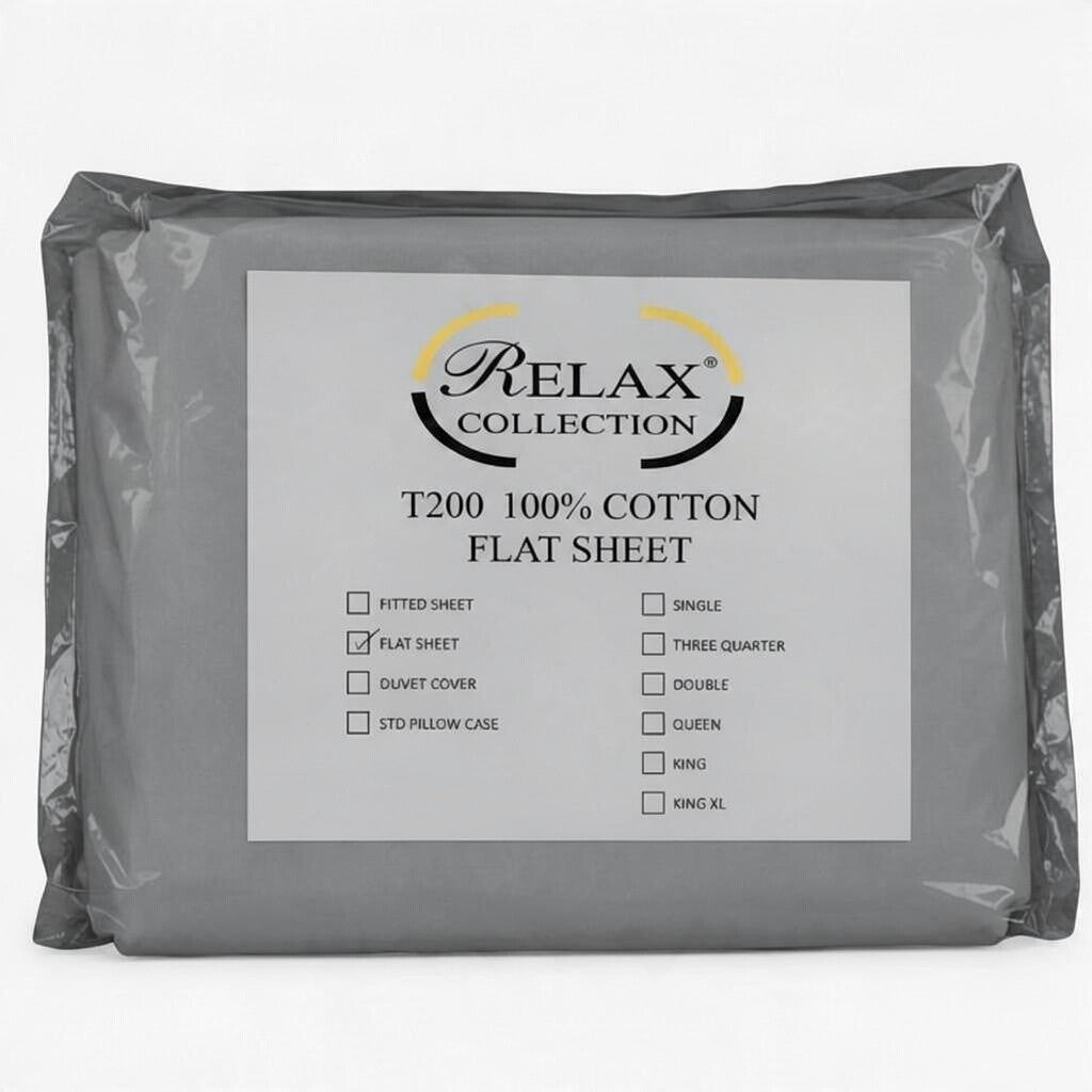 100% Cotton T-200 Flat Sheet Grey
