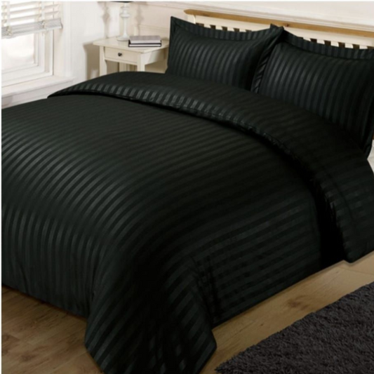 Microfibre Stripe Duvet Cover Set With Pillow Cases