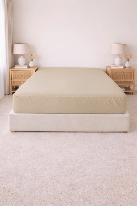 Poly Cotton Fitted Sheet - Beige