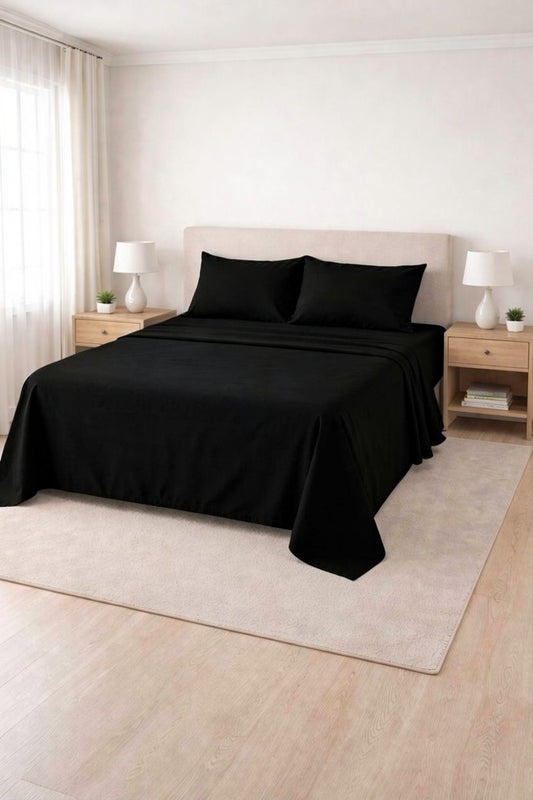 Poly Cotton Flat Sheet-Black