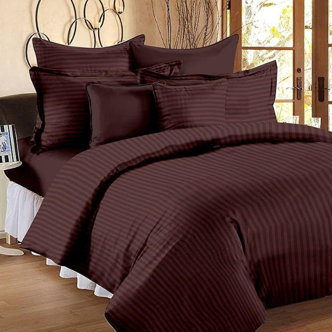 Microfibre Stripe Duvet Cover Set With Pillow Cases
