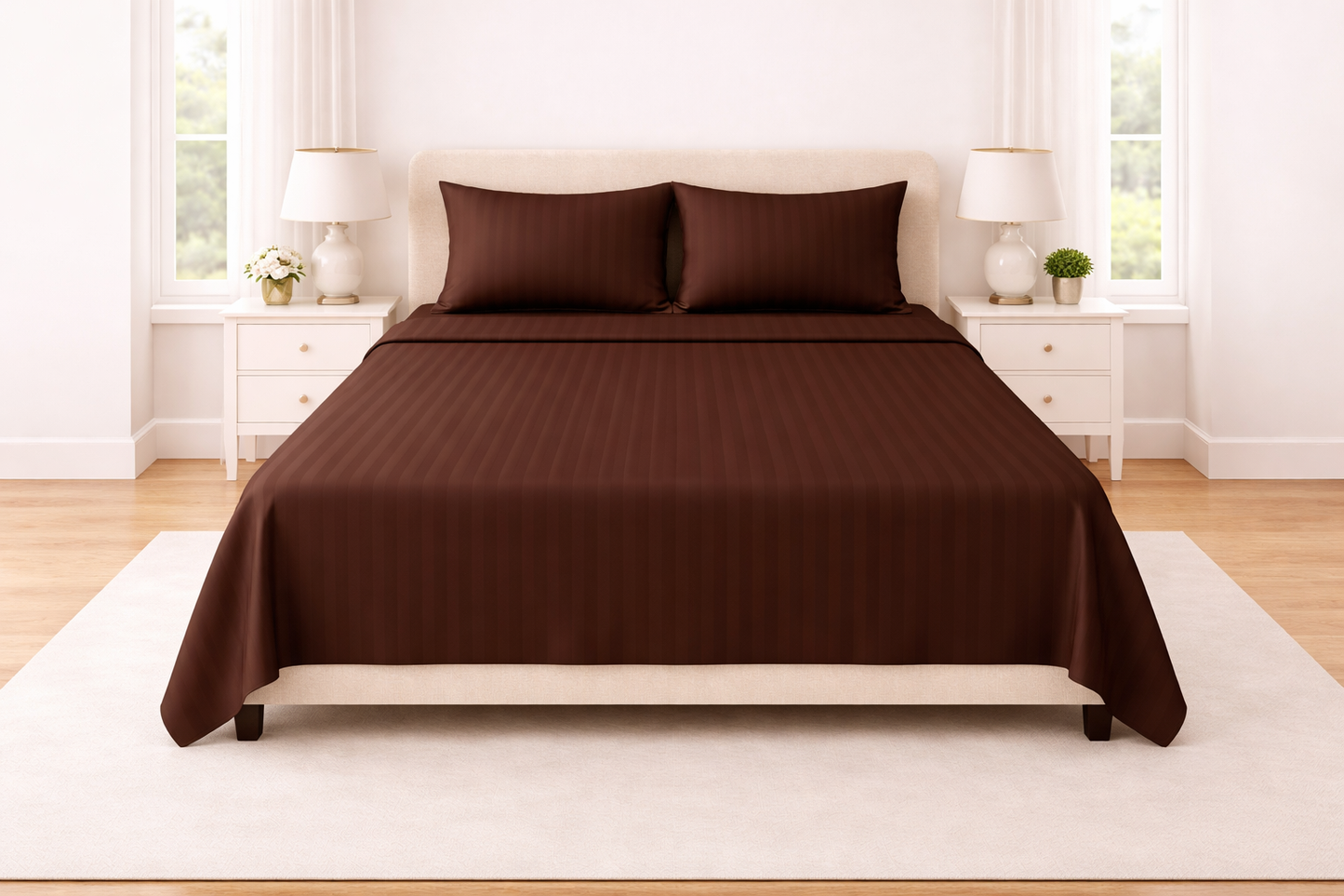 Microfibre Stripe Flat Sheet