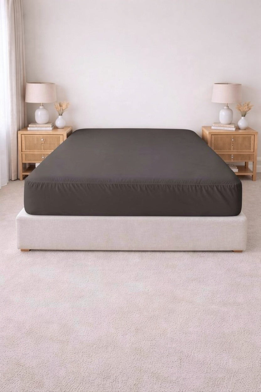 Poly Cotton Fitted Sheet - Dark Grey