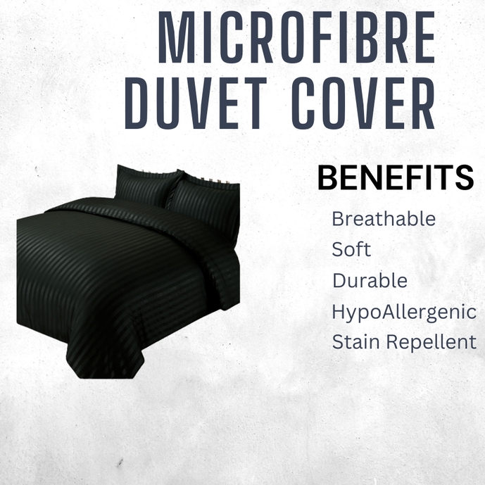 Relax Collection Microfibre Duvet Cover Set With Pillow Cases - Black