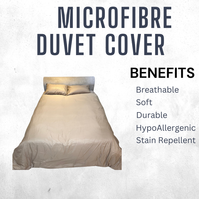 Relax Collection Microfibre Duvet Cover Set With Pillow Cases - Stone