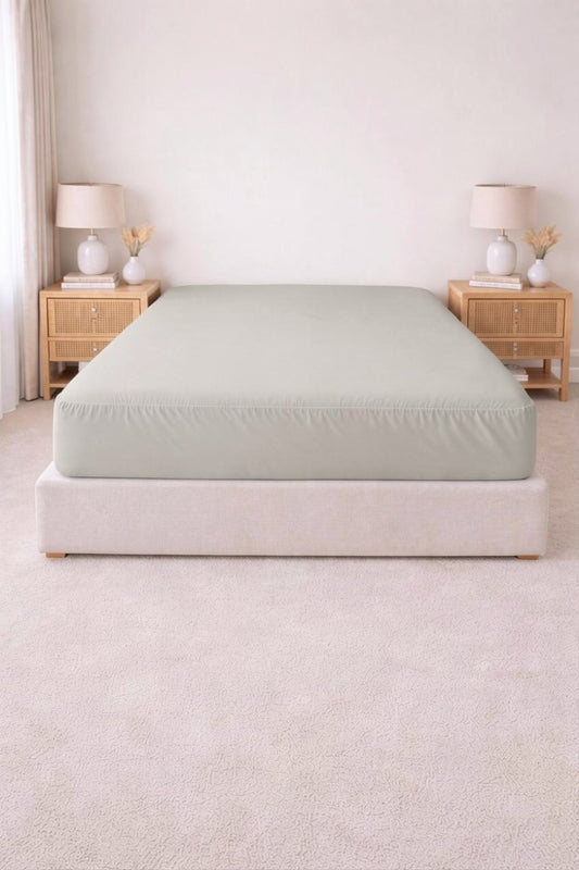 Poly Cotton Fitted Sheet - Light grey