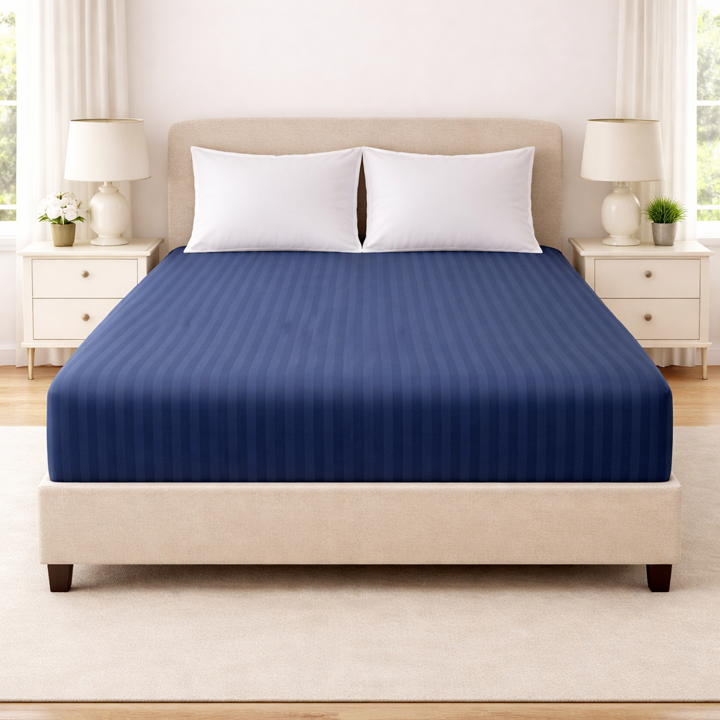 Microfibre Stripe Fitted Sheets