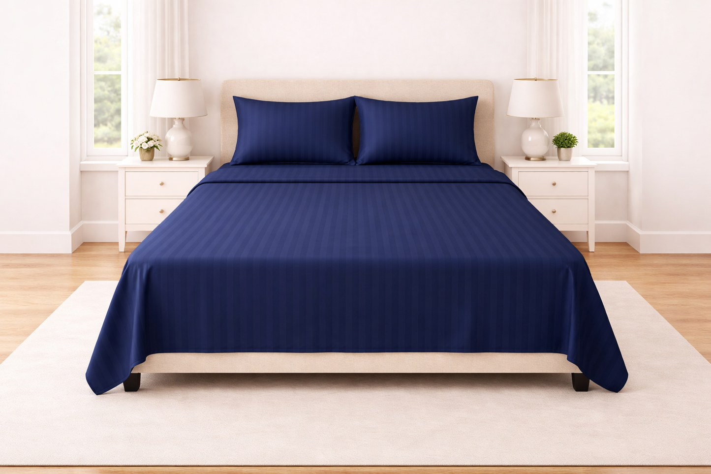 Microfibre Stripe Flat Sheet