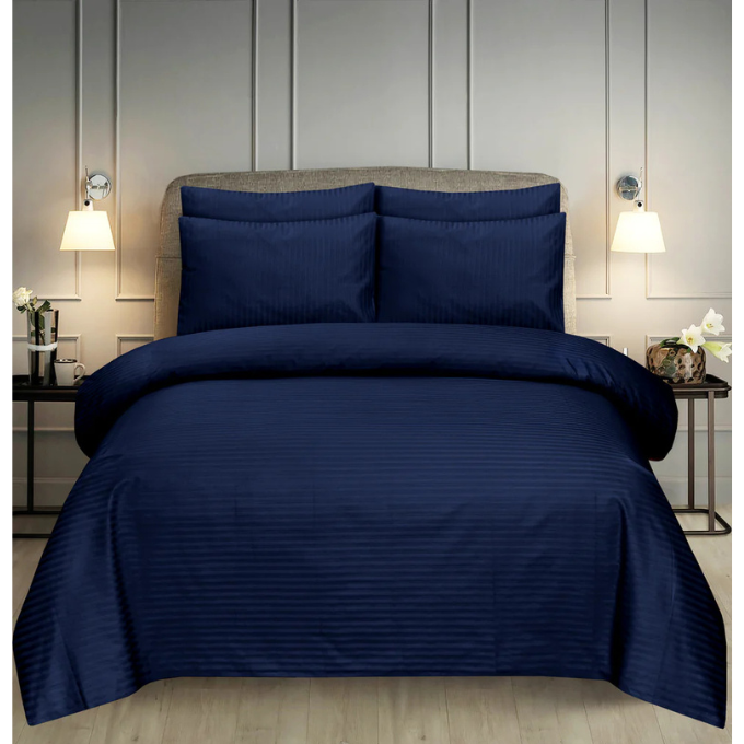 Microfibre Stripe Duvet Cover Set With Pillow Cases